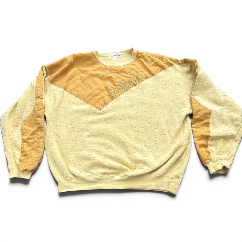 Vintage Kansai Yamamoto O2 Sweatshirt Yellow Colorblock Made in Japan Mens M